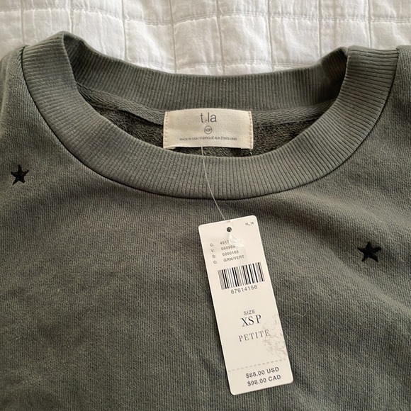 Anthropologie T.La Puff Sleeve Pullover Short Sleeve Sweatshirt XSP - Picture 6 of 6